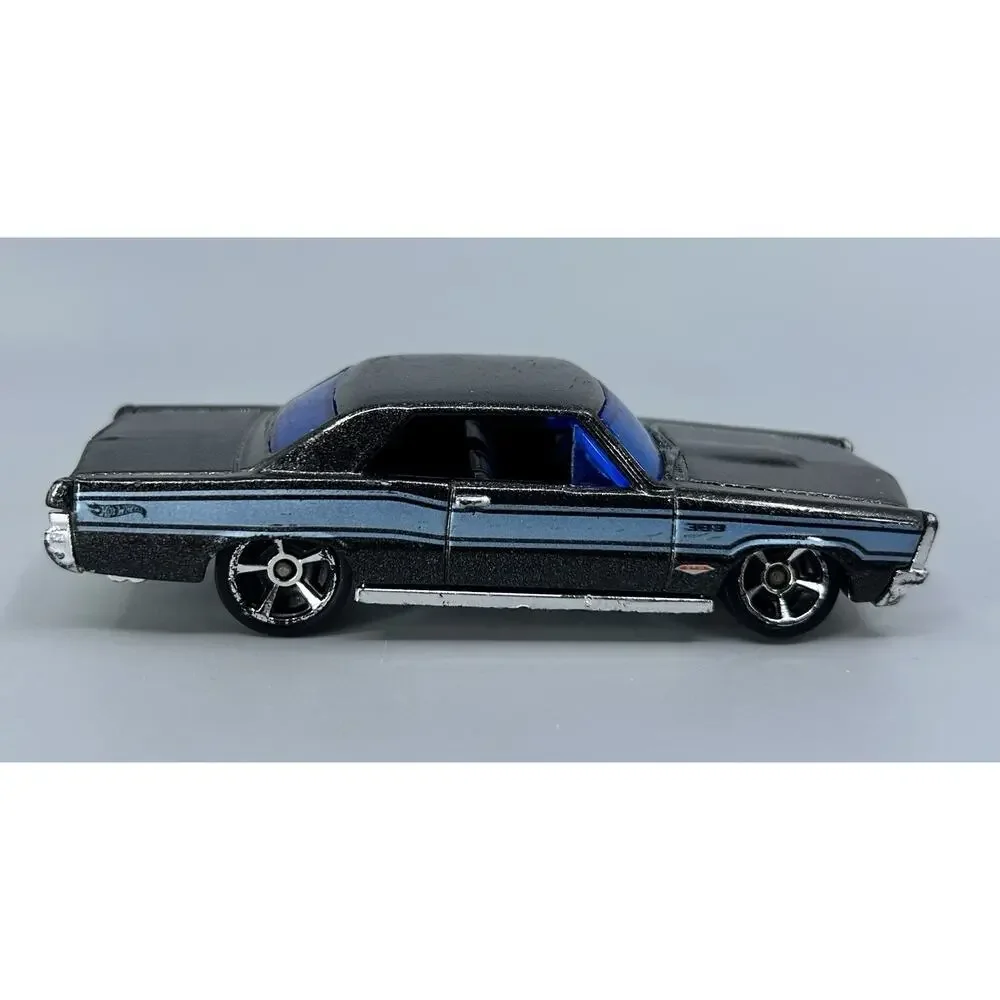 Hot Wheels 1965 Pontiac GTO Diecast Car Metallic Black Blue Windows Muscle